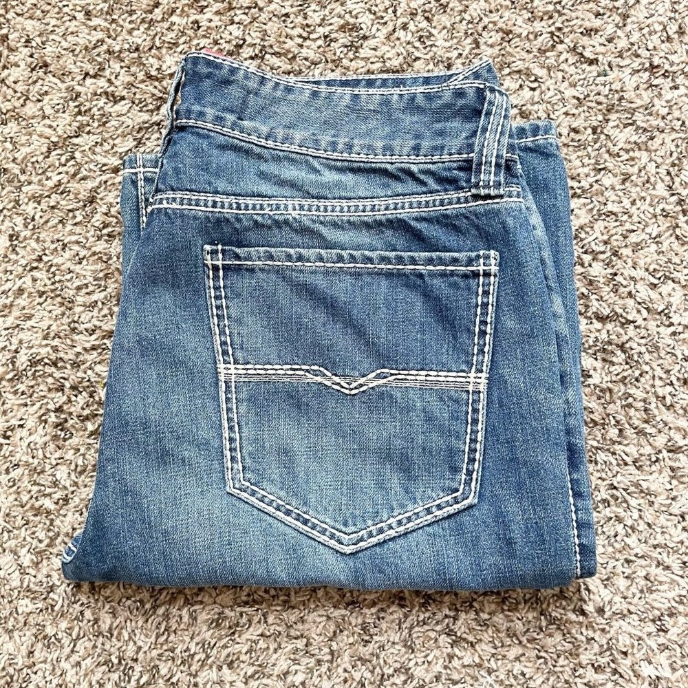 Rock & Roll Denim Cowboy Jeans Mens 36x28.5 Relaxed Straight Leg Double Barrel - Picture 2 of 11